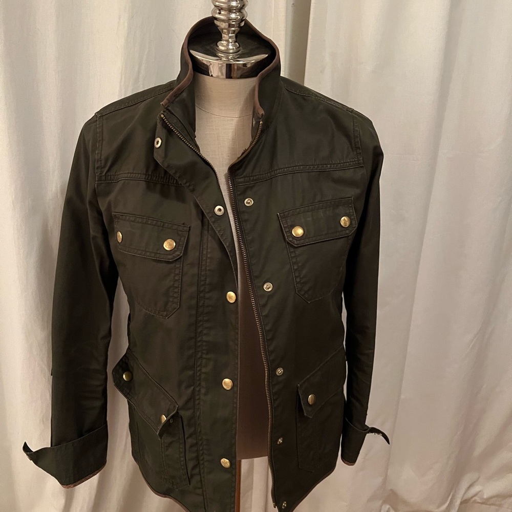 J Crew green waxed jacket